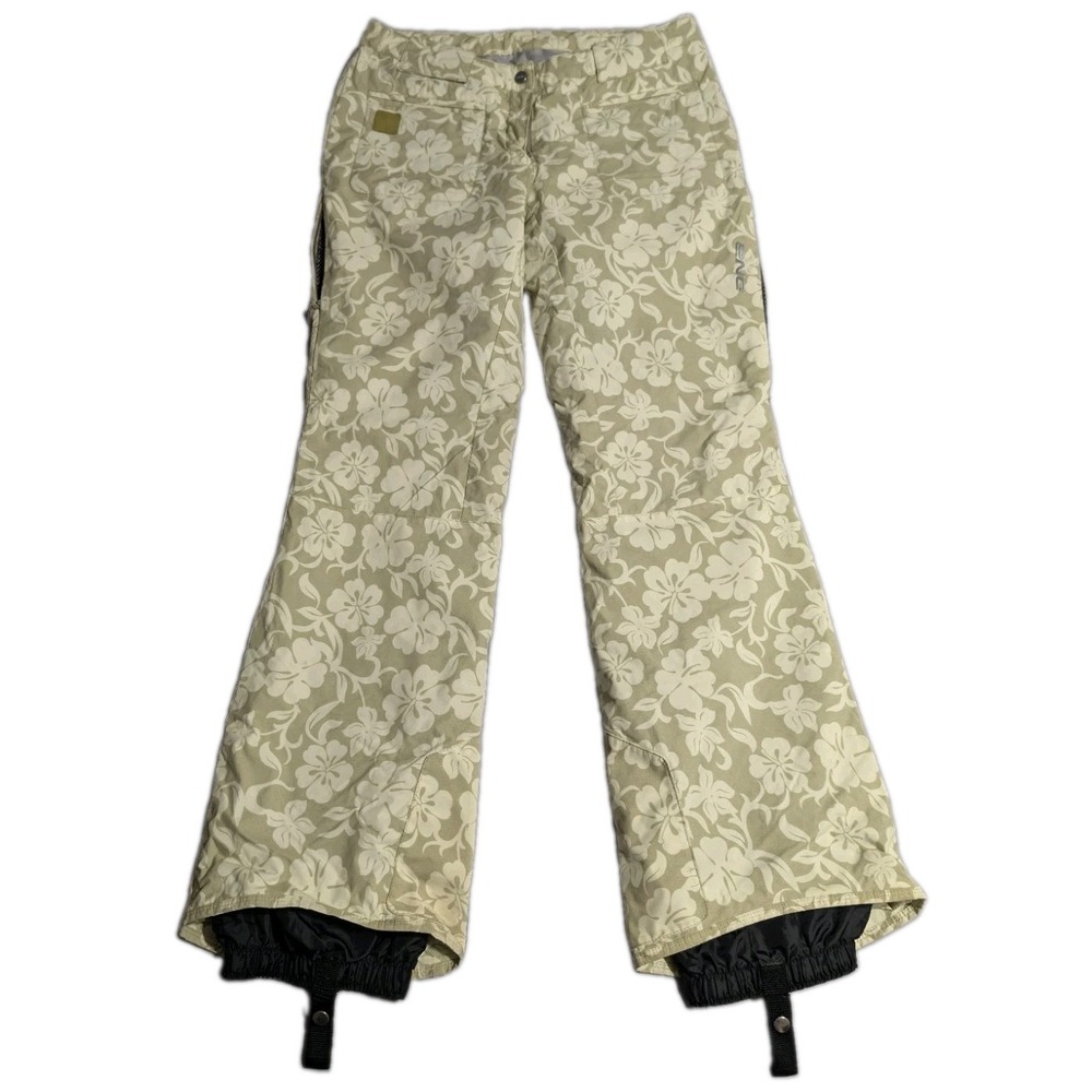 Descente DNA Womens 10 Ski Snow Pants Beige Floral Insulated Y2K Snowboard